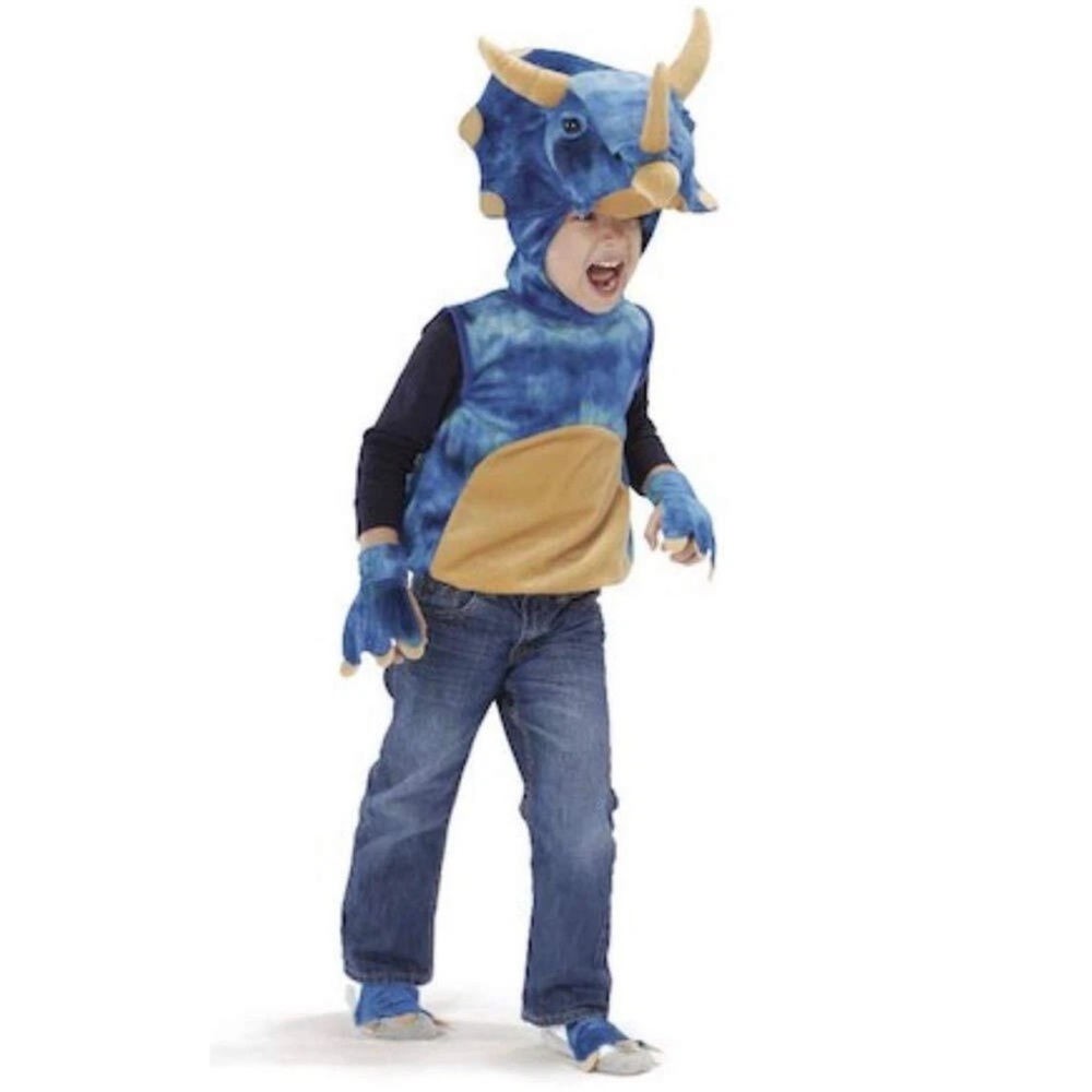 Kids Triceratops Costume in Blue and Tan